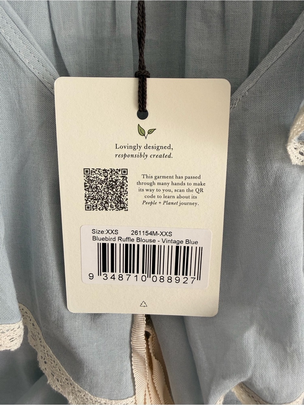 Spell Light Blue Blouse with String Tie - Picture 5 of 6